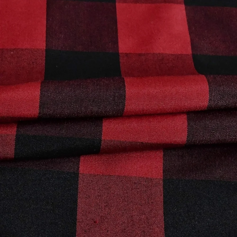 Red and Black Plaid Kitchen Curtains for Cabin or Lodge 29